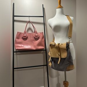 Anthropologie “Jesslyn Blake” distressed cross body bag, leather and canvas